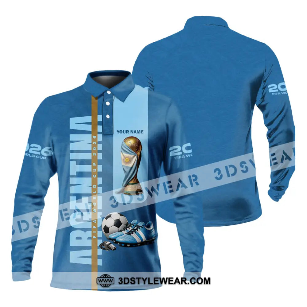 Unisex Shirt - Custom Argentina World Cup 2026 3D Shirt Long Sleeve Polo / S T-shirt