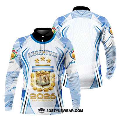 Unisex Shirt - Custom Argentina World Cup 2026 3D Shirt Long Sleeve Polo / S T-shirt