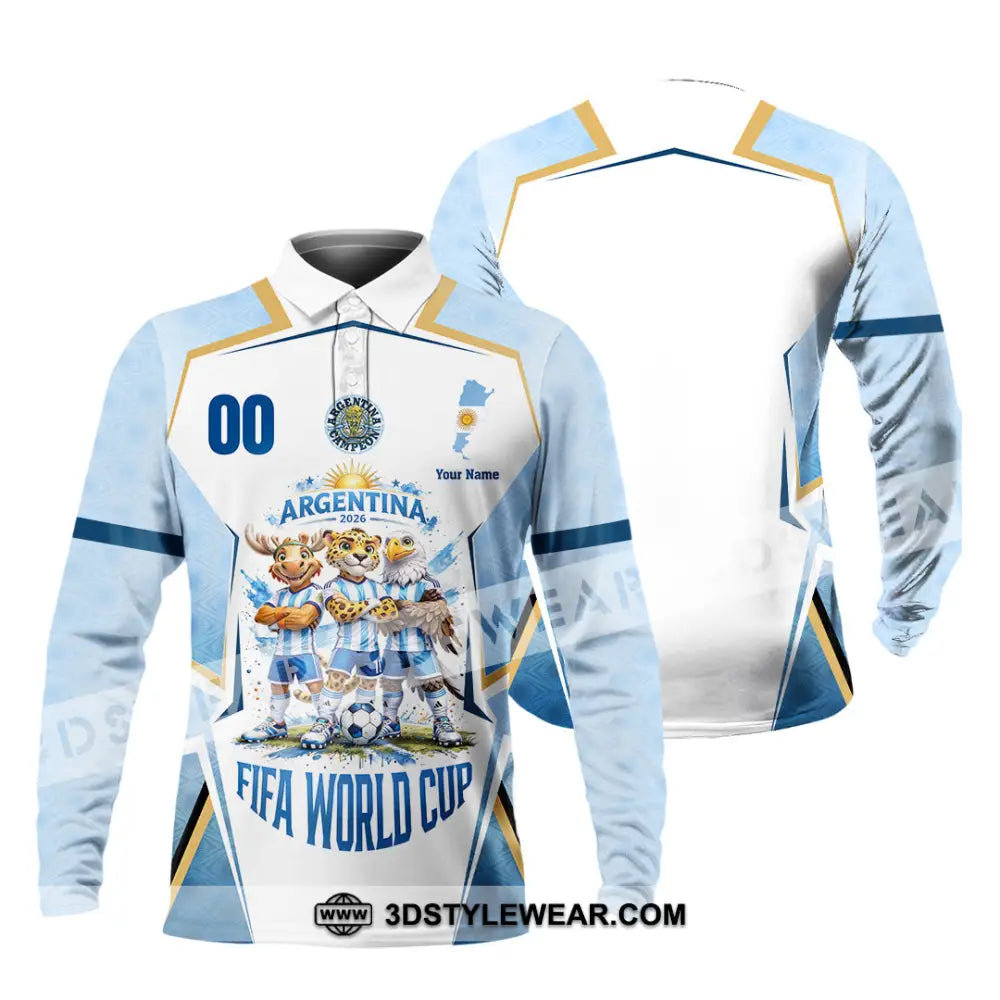 Unisex Shirt - Custom Argentina World Cup 2026 3D Shirt - Long Sleeve Polo / S - T-shirt