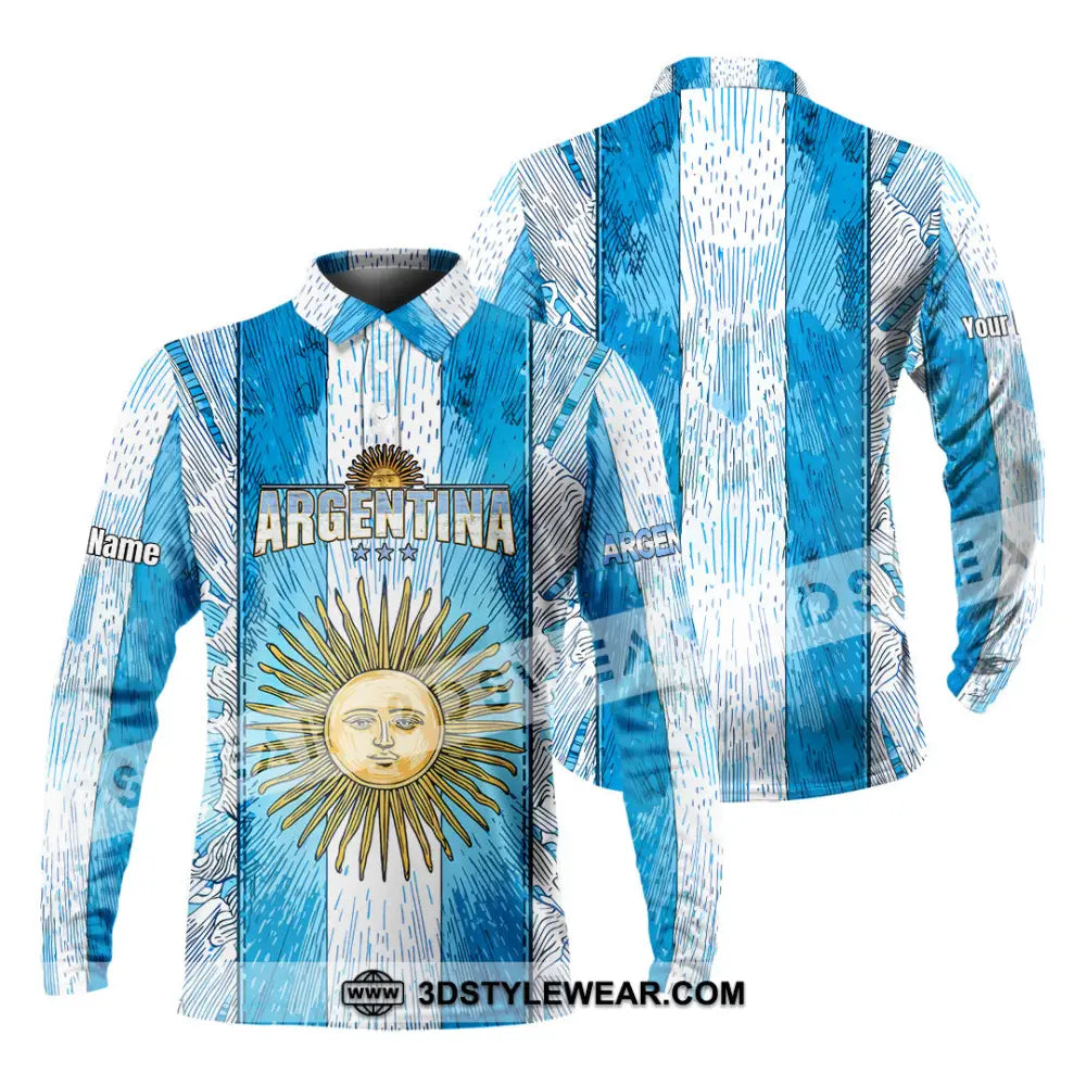 Unisex Shirt - Custom Argentina World Cup 2026 3D Shirt Long Sleeve Polo / S T-shirt
