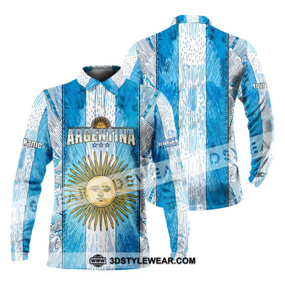 Unisex Shirt - Custom Argentina World Cup 2026 3D Shirt Long Sleeve Polo / S T-shirt
