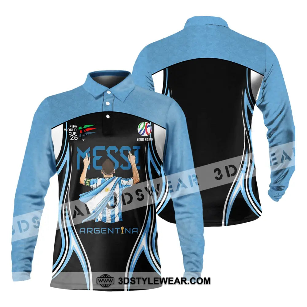 Unisex Shirt - Custom Argentina World Cup 2026 3D Shirt Long Sleeve Polo / S T-shirt