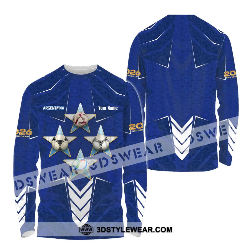 Unisex Shirt - Custom Argentina World Cup 2026 3D Shirt Long Sleeve Shirt / S T-shirt