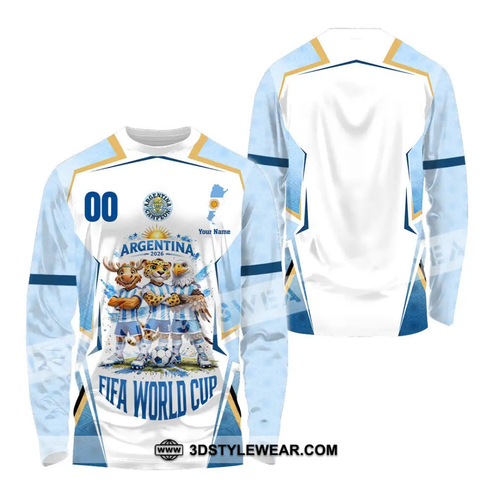 Unisex Shirt - Custom Argentina World Cup 2026 3D Shirt - Long Sleeve Shirt / S - T-shirt