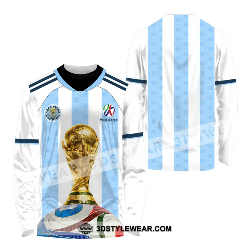 Unisex Shirt - Custom Argentina World Cup 2026 3D Shirt - Long Sleeve Shirt / S - T-shirt