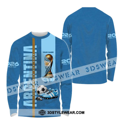 Unisex Shirt - Custom Argentina World Cup 2026 3D Shirt Long Sleeve Shirt / S T-shirt