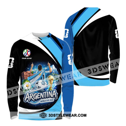Unisex Shirt - Custom Argentina World Cup 2026 2026 3D Shirt - Long Sleeve Shirt / S - T-shirt