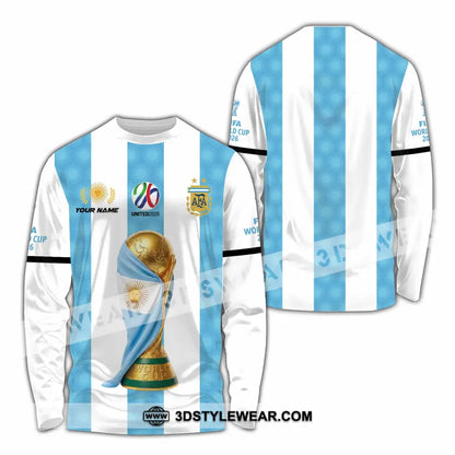 Unisex Shirt - Custom Argentina World Cup 2026 3D Shirt - Long Sleeve Shirt / S - T-shirt