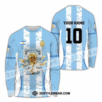 Unisex Shirt - Custom Argentina World Cup 2026 3D Shirt Long Sleeve Shirt / S T-shirt