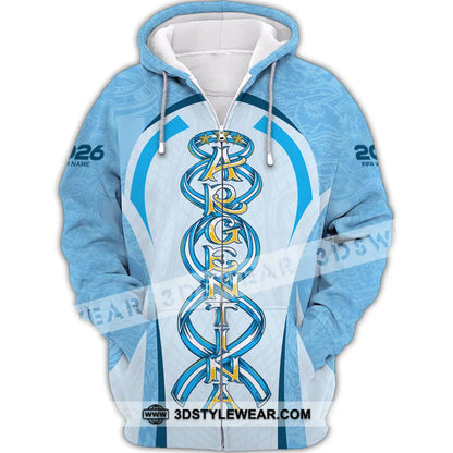 Unisex Shirt - Custom Argentina World Cup 2026 3D Shirt Zipper Hoodie / S T-shirt