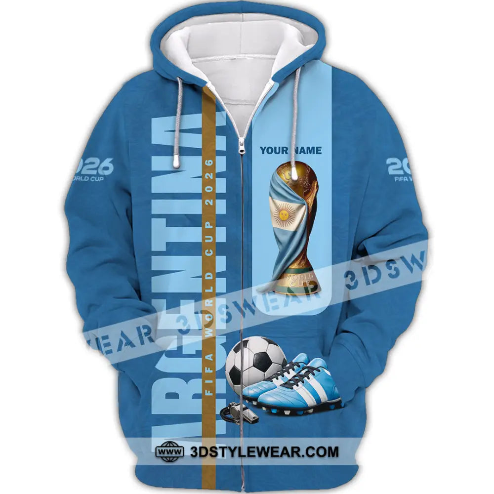 Unisex Shirt - Custom Argentina World Cup 2026 3D Shirt Zipper Hoodie / S T-shirt