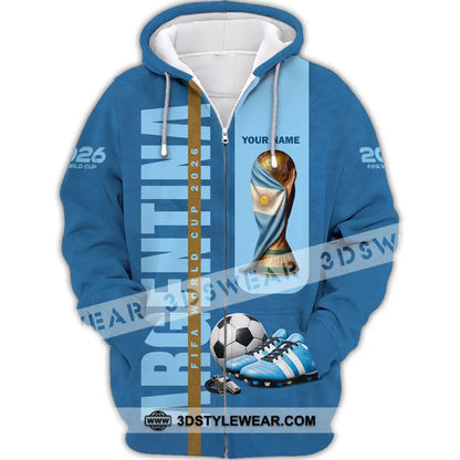 Unisex Shirt - Custom Argentina World Cup 2026 3D Shirt Zipper Hoodie / S T-shirt