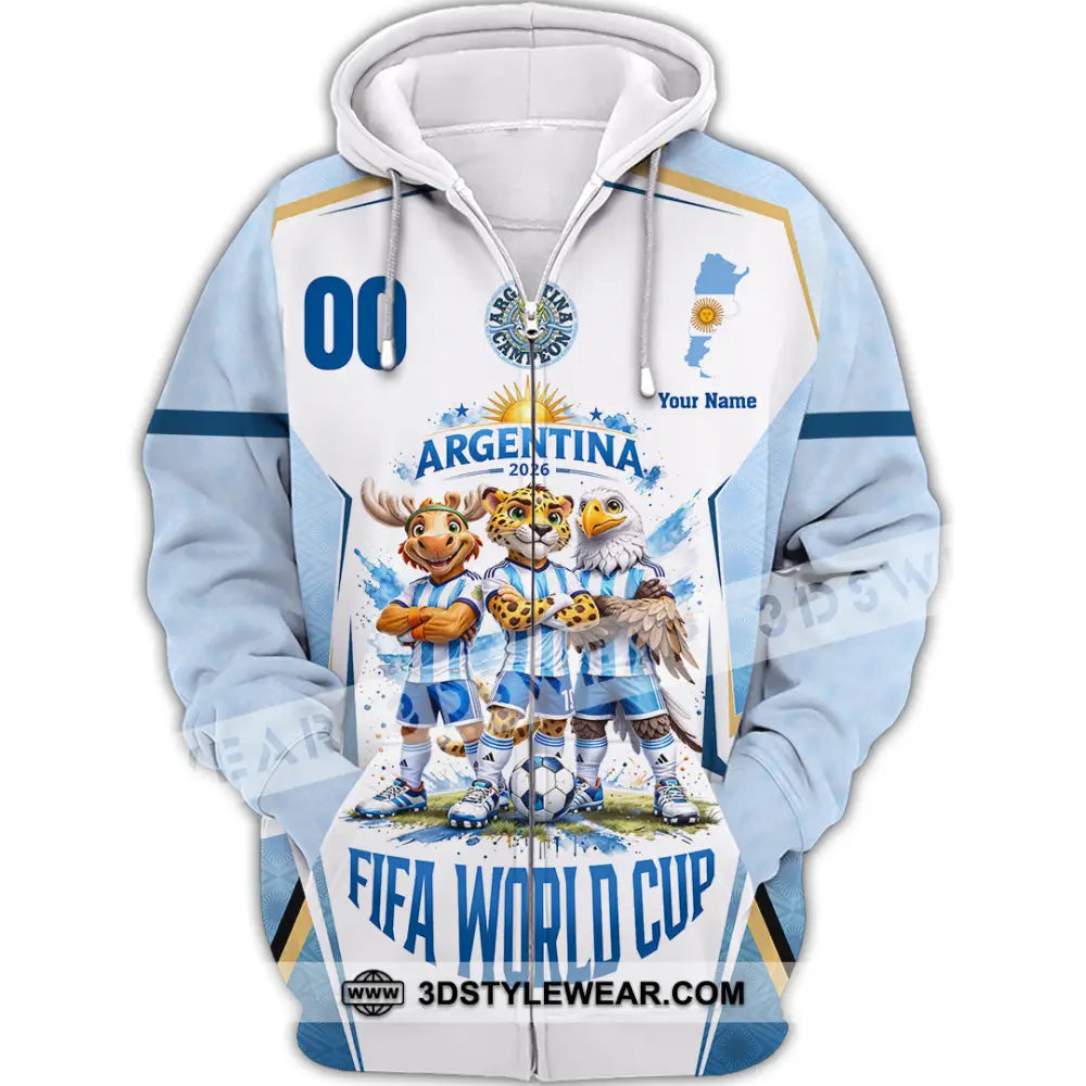 Unisex Shirt - Custom Argentina World Cup 2026 3D Shirt - Zipper Hoodie / S - T-shirt