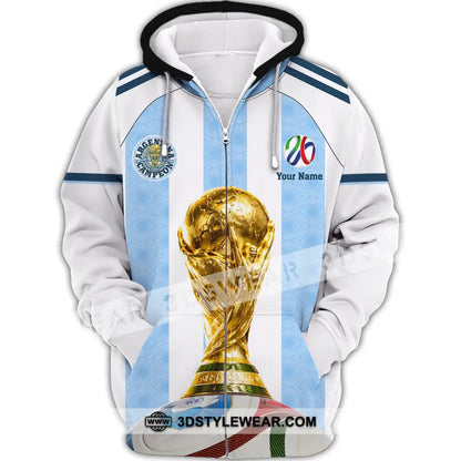 Unisex Shirt - Custom Argentina World Cup 2026 3D Shirt - Zipper Hoodie / S - T-shirt