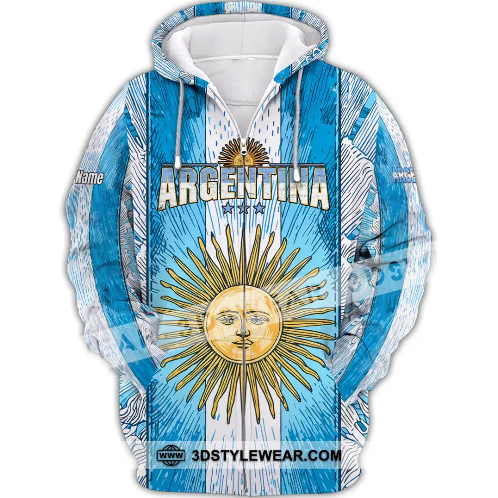 Unisex Shirt - Custom Argentina World Cup 2026 3D Shirt Zipper Hoodie / S T-shirt