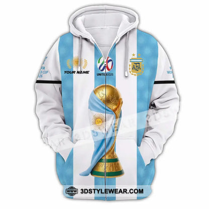 Unisex Shirt - Custom Argentina World Cup 2026 3D Shirt - Zipper Hoodie / S - T-shirt