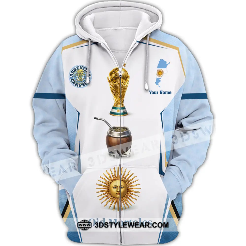 Unisex Shirt - Custom Argentina World Cup 2026 3D Shirt - Zipper Hoodie / S - T-shirt