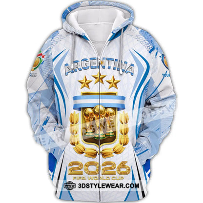 Unisex Shirt - Custom Argentina World Cup 2026 3D Shirt Zipper Hoodie / S T-shirt