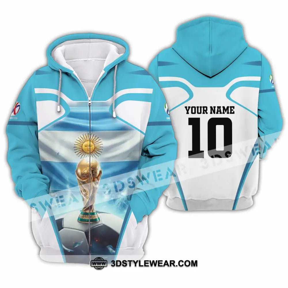 Unisex Shirt - Custom Argentina World Cup 2026 3D Shirt Zipper Hoodie / S T-shirt