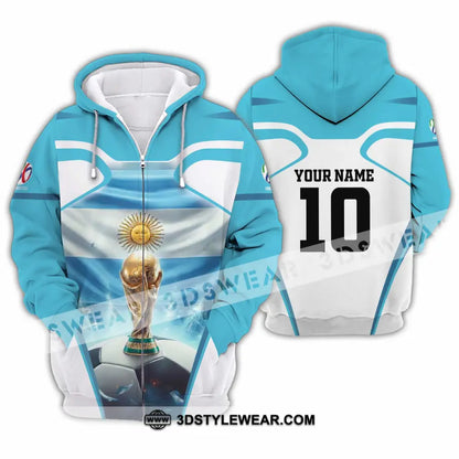 Unisex Shirt - Custom Argentina World Cup 2026 3D Shirt Zipper Hoodie / S T-shirt