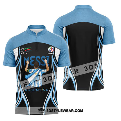 Unisex Shirt - Custom Argentina World Cup 2026 3D Shirt Zipper Polo Shirt / S T-shirt