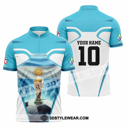 Unisex Shirt - Custom Argentina World Cup 2026 3D Shirt Zipper Polo Shirt / S T-shirt