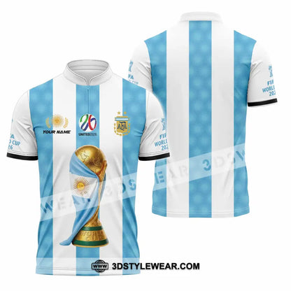 Unisex Shirt - Custom Argentina World Cup 2026 3D Shirt - Zipper Polo Shirt / S - T-shirt