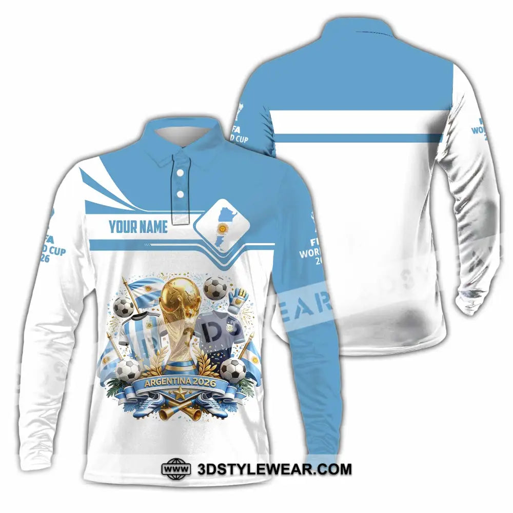 Unisex Shirt - Custom Argentina World Cup 2026 Shirt - Long Sleeve Polo / S - T-shirt