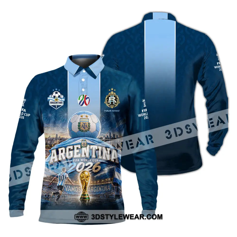 Unisex Shirt - Custom Argentina World Cup 2026 Shirt - Long Sleeve Polo / S - T-shirt