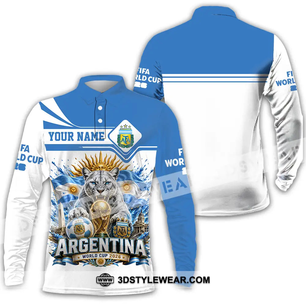 Unisex Shirt - Custom Argentina World Cup 2026 Shirt - Long Sleeve Polo / S - T-shirt