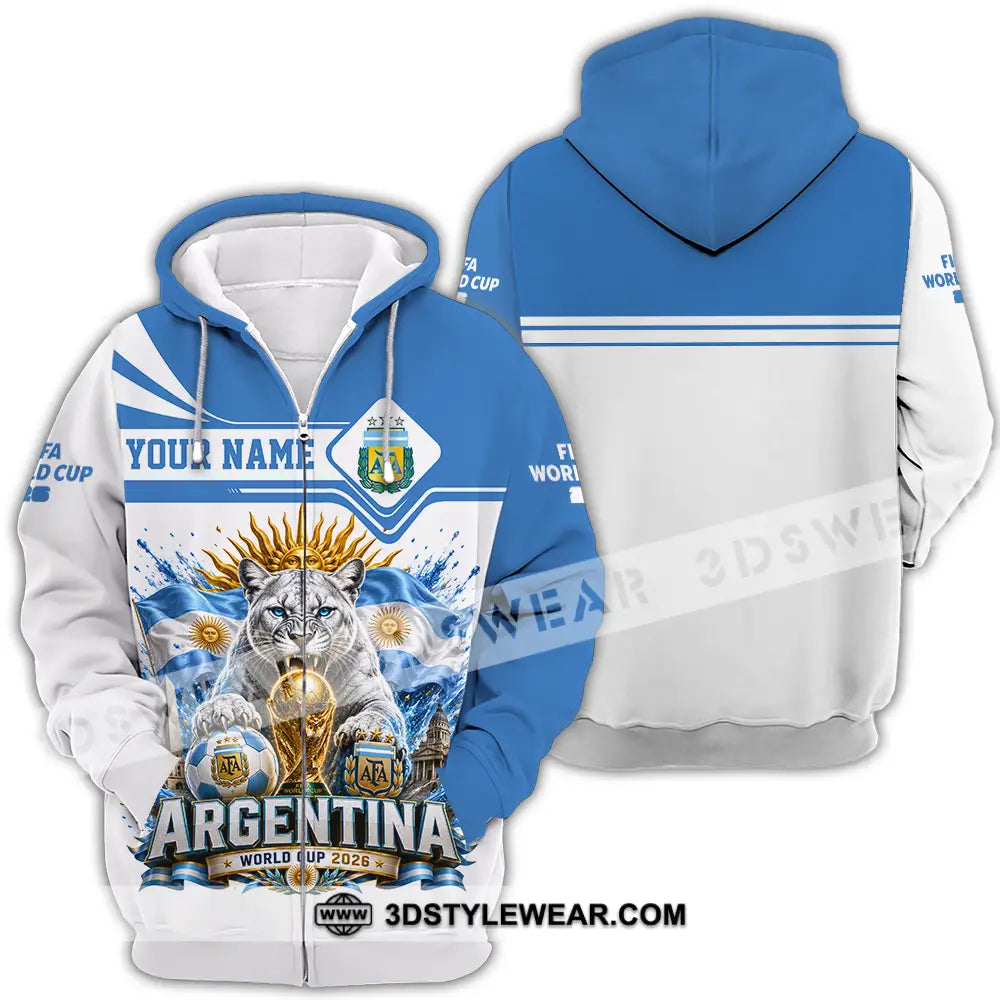 Unisex Shirt - Custom Argentina World Cup 2026 Shirt - Zipper Hoodie / S - T-shirt