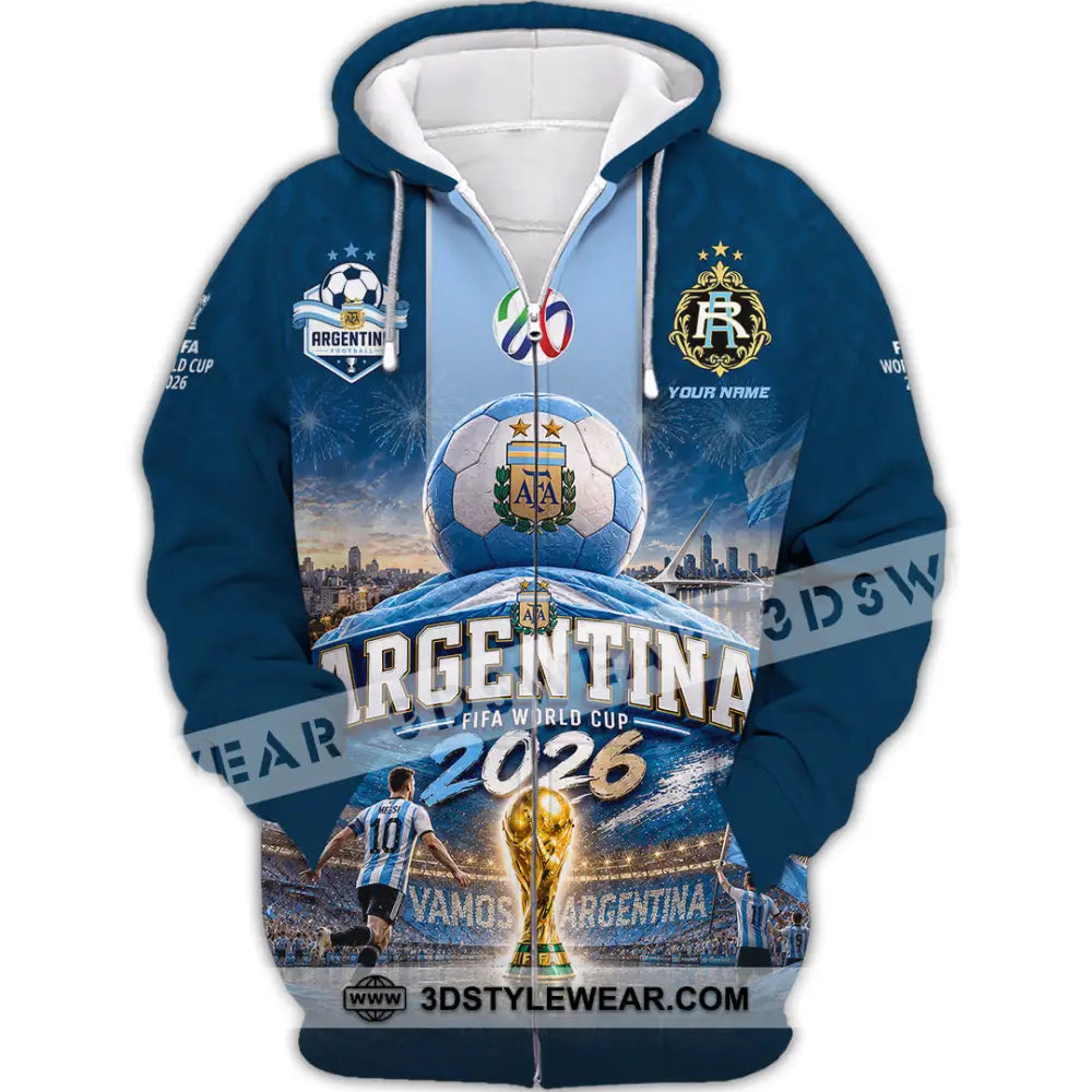 Unisex Shirt - Custom Argentina World Cup 2026 Shirt - Zipper Hoodie / S - T-shirt
