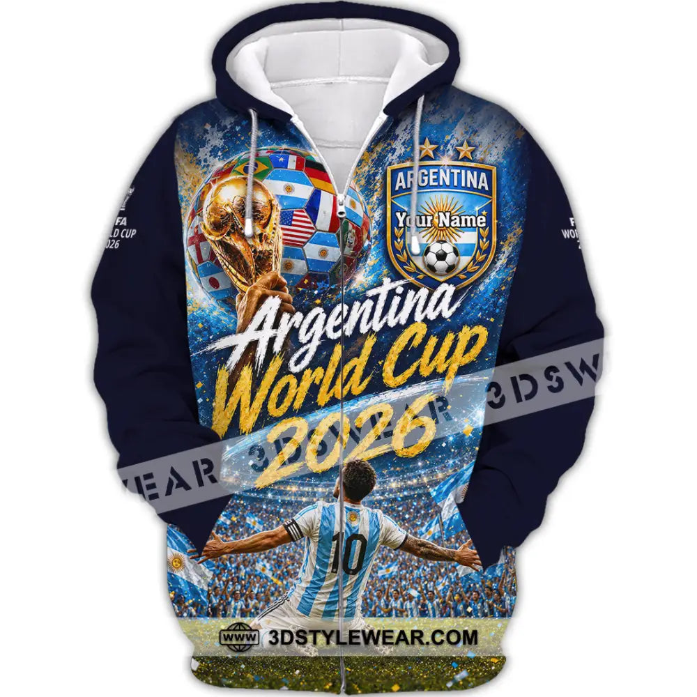 Unisex Shirt - Custom Argentina World Cup 2026 Shirt - Zipper Hoodie / S - T-shirt