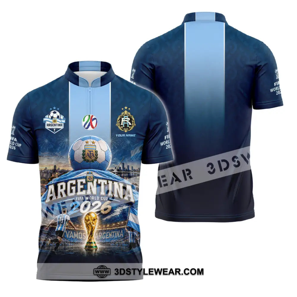 Unisex Shirt - Custom Argentina World Cup 2026 Shirt - Zipper Polo Shirt / S - T-shirt