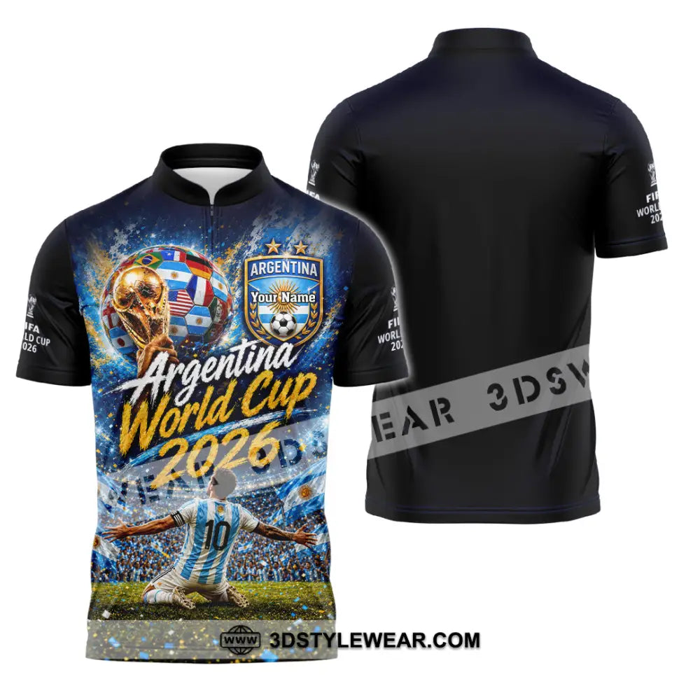 Unisex Shirt - Custom Argentina World Cup 2026 Shirt - Zipper Polo Shirt / S - T-shirt
