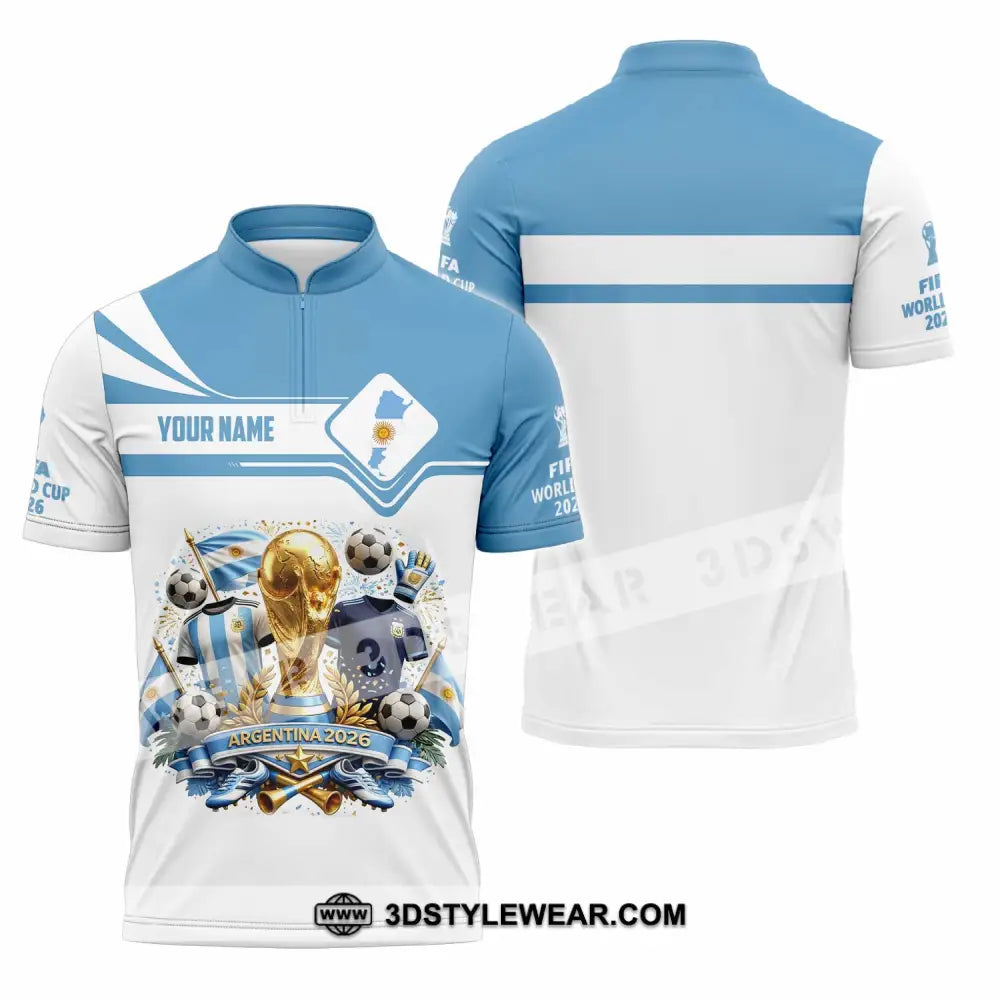 Unisex Shirt - Custom Argentina World Cup 2026 Shirt - Zipper Polo Shirt / S - T-shirt