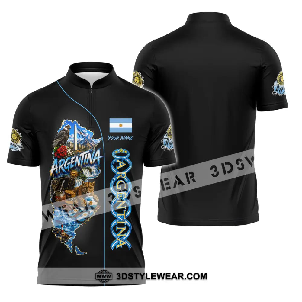 Unisex Shirt - Custom Argentina Shirt - Zipper Polo Shirt / S - T-shirt