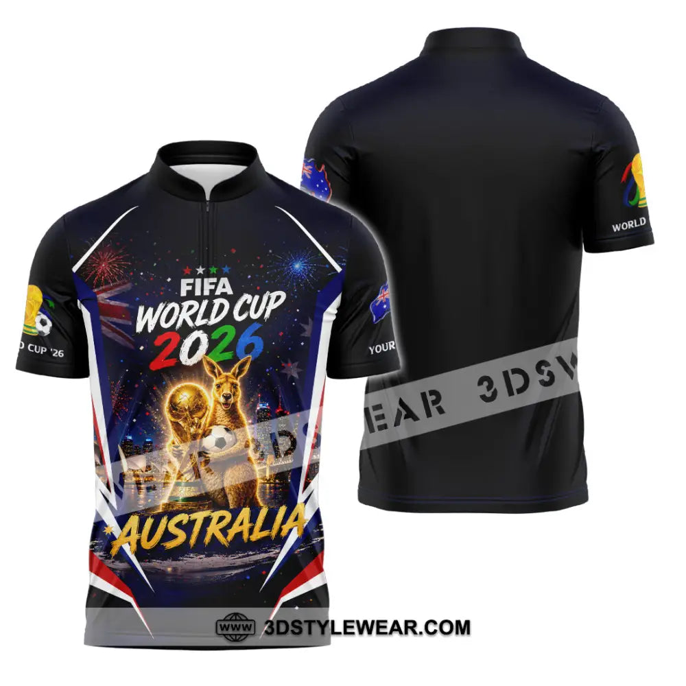 Unisex Shirt - Custom Australia World Cup 2026 Shirt - Zipper Polo Shirt / S - T-shirt