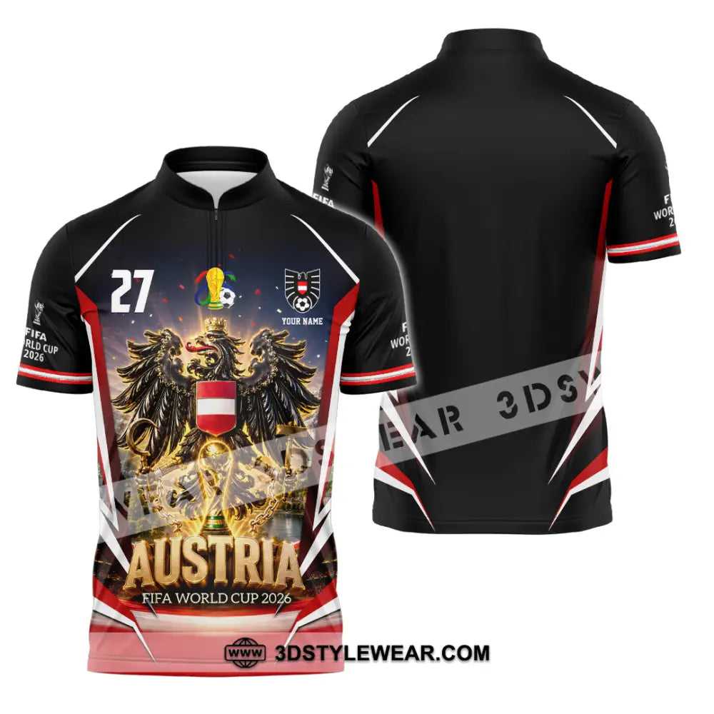Unisex Shirt - Custom Austria World Cup 2026 Shirt - Zipper Polo Shirt / S - T-shirt