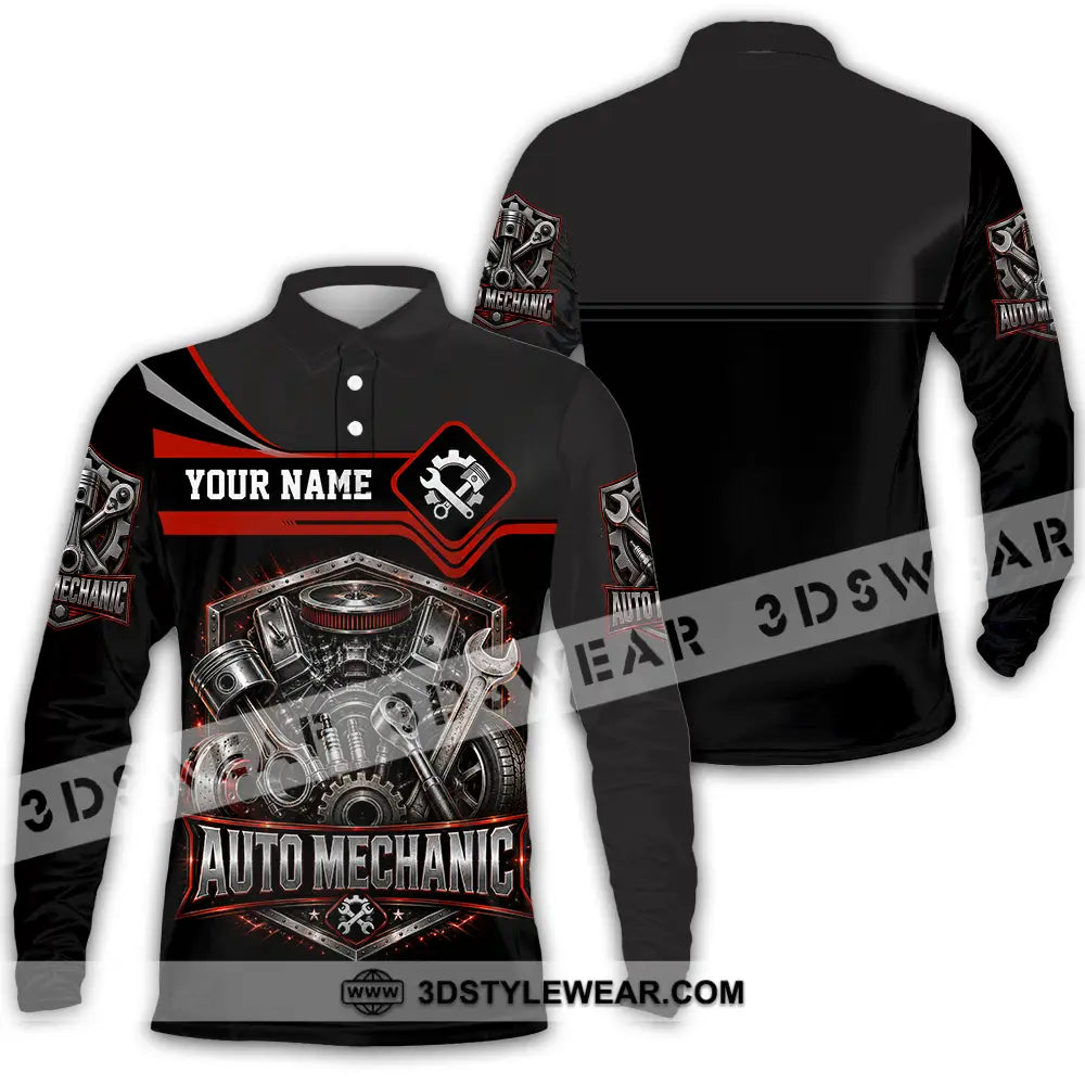 Unisex Shirt - Custom Auto Mechanic Shirt - Long Sleeve Polo / S - T-shirt