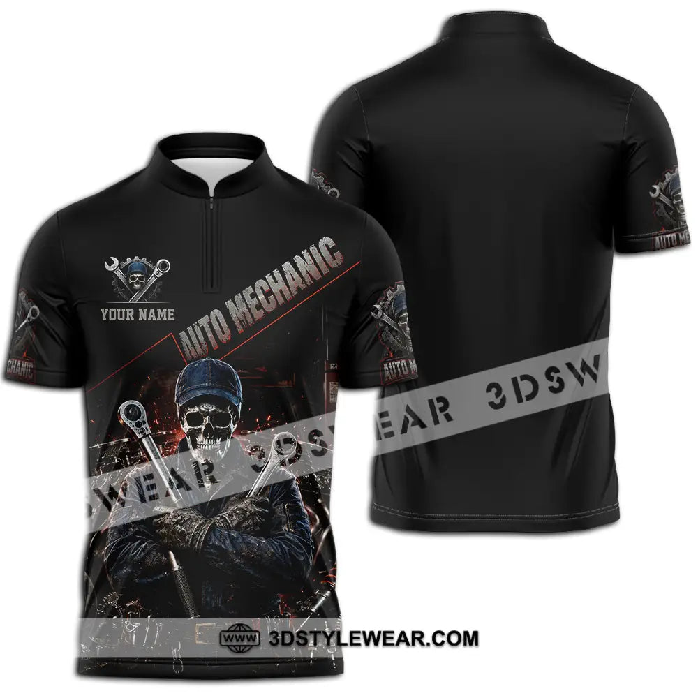 Unisex Shirt - Custom Auto Mechanic Shirt - Zipper Polo Shirt / S - T-shirt