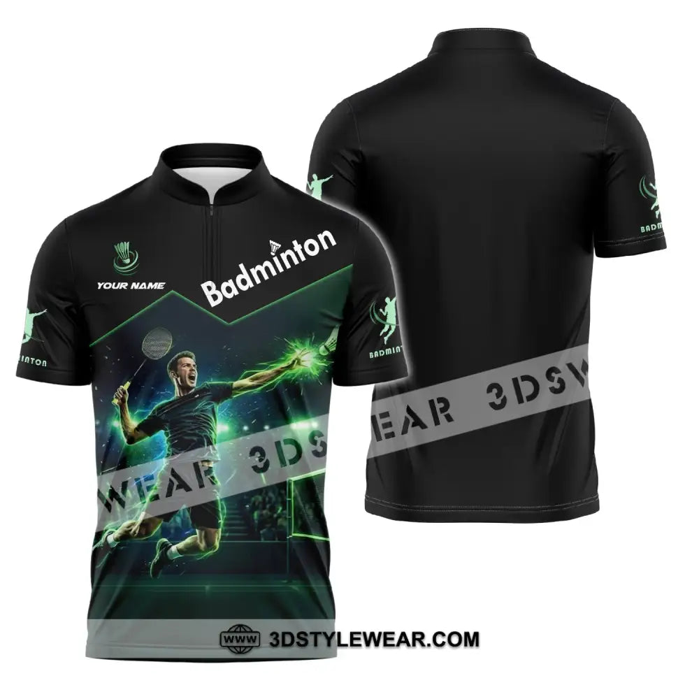 Unisex Shirt - Custom Badminton Shirt - Zipper Polo Shirt / S - T-shirt