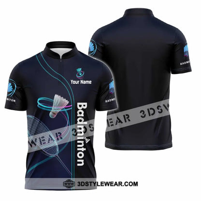 Unisex Shirt - Custom Badminton Shirt - Zipper Polo Shirt / S - T-shirt