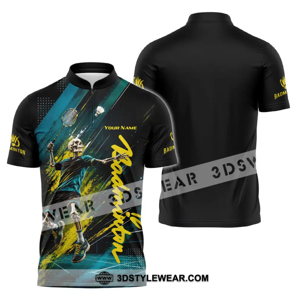 Unisex Shirt - Custom Badminton Shirt - Zipper Polo Shirt / S - T-shirt