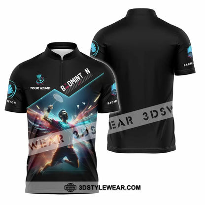 Unisex Shirt - Custom Badminton Shirt - Zipper Polo Shirt / S - T-shirt