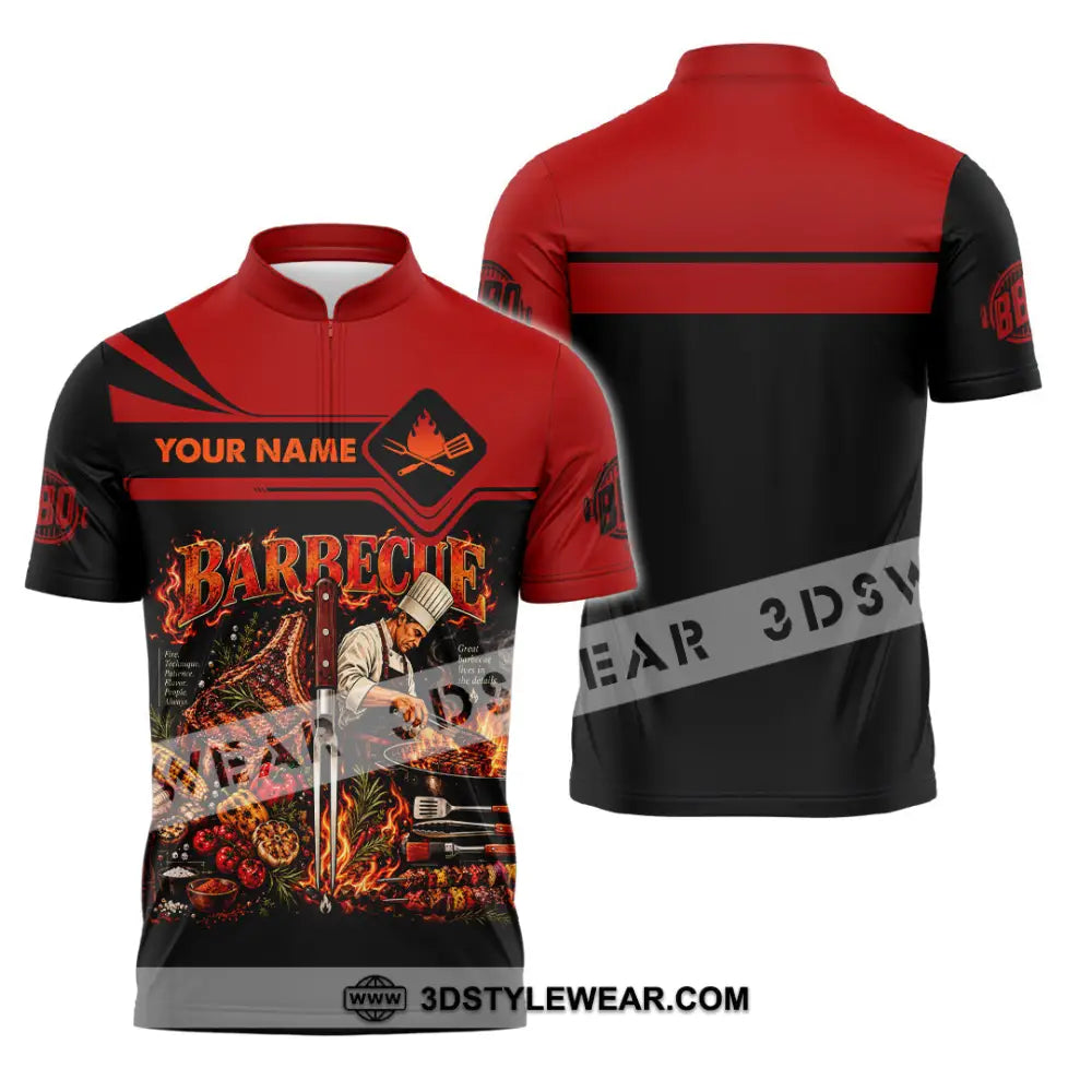 Unisex Shirt - Custom Barbecue Shirt - Zipper Polo Shirt / S - T-shirt