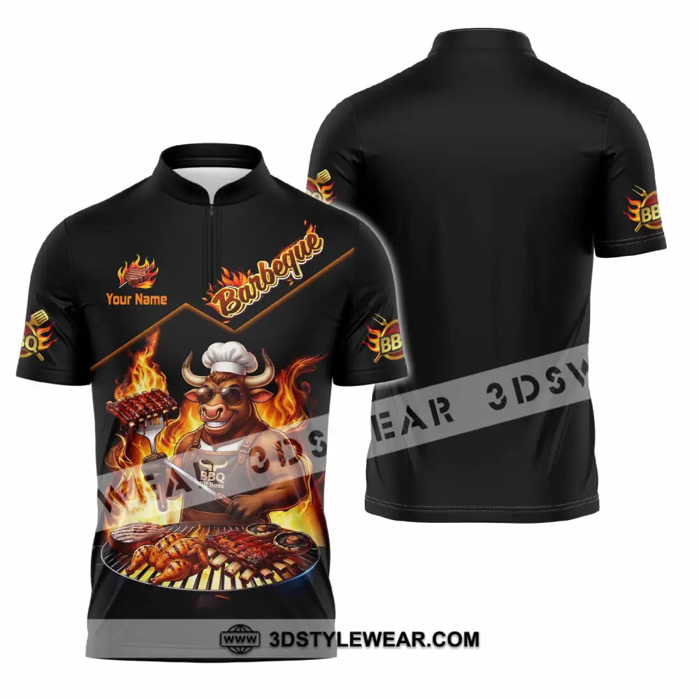 Unisex Shirt - Custom Barbeque Shirt - Zipper Polo Shirt / S - T-shirt
