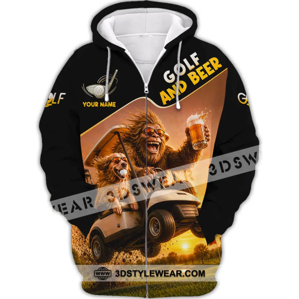 Unisex Shirt - Custom Beer And Golf Shirt - Zipper Hoodie / S - T-shirt