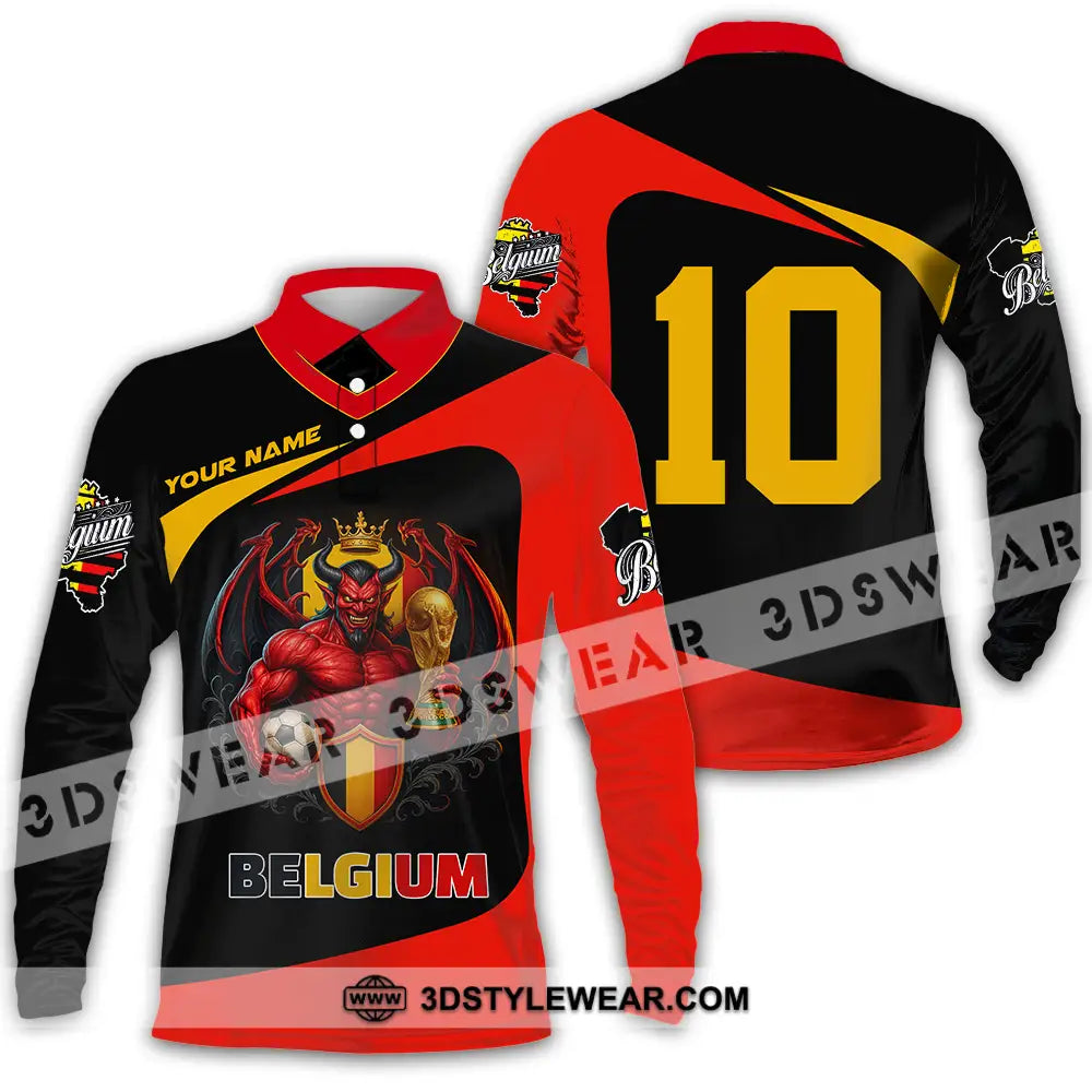 Unisex Shirt - Custom Belgium 3D Shirt Long Sleeve Polo / S T-shirt
