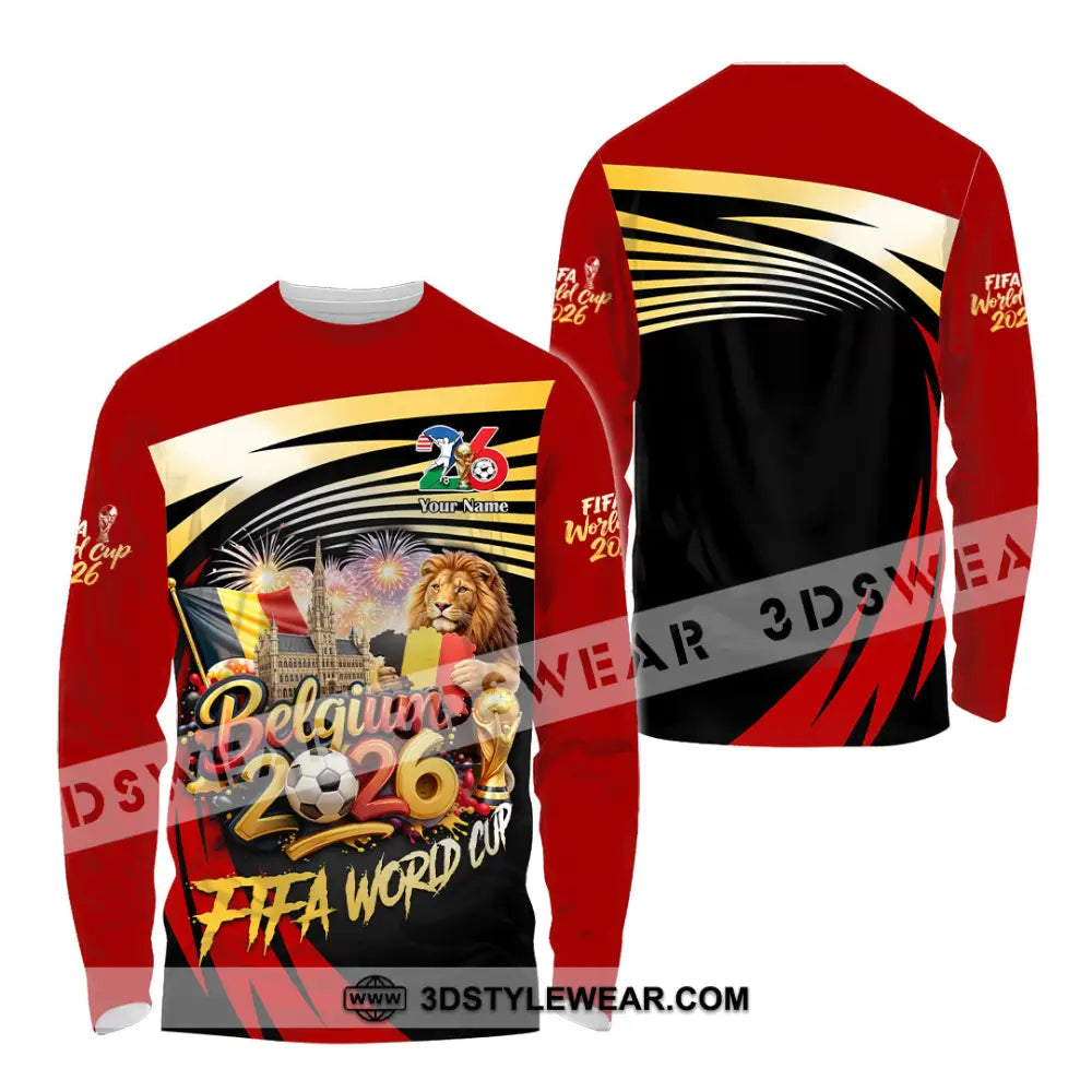 Unisex Shirt - Custom Belgium Fifa World Cup 2026 3D Shirt Long Sleeve Shirt / S T-shirt